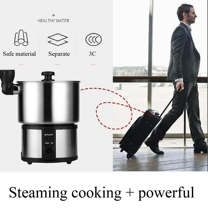 450W Travel Pot Mini Portable 304 Stainless Steel Electric Hot Pot Electric Boiling Pot Small Hot Pot Steamer Stew Pot 110-240V 3