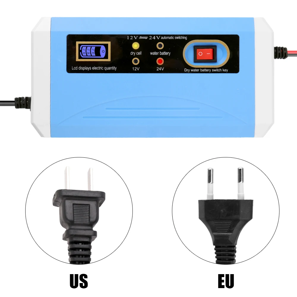 Миниатюрный Портативный 12 V/24 V 10A автомобиля Батарея Зарядное устройство адаптер Питание мотоцикл автоматическая зарядка для аккумулятора с ЖК-дисплей Дисплей