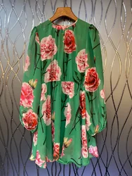 Vestido verde informal de manga larga con estampado Floral para mujer, vestido de primavera y verano, a la moda, para Club, 2022