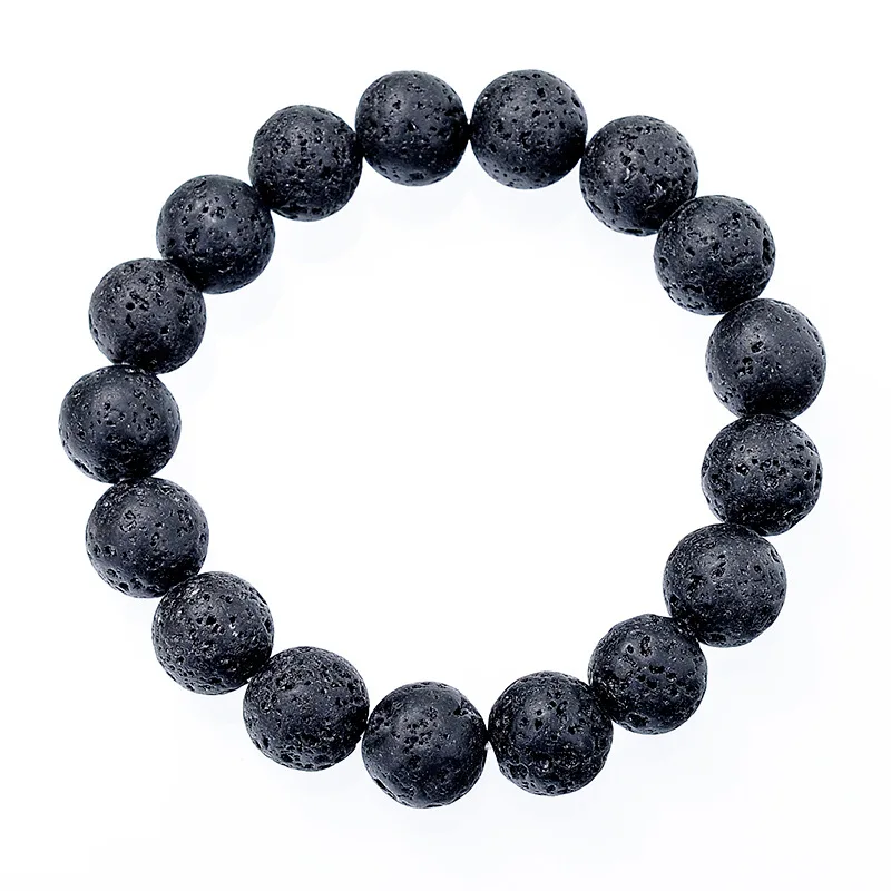 

jingzeyi factory direct selling volcanic stone bracelet charm natural black stone bracelets retro simple fashion energy bangles