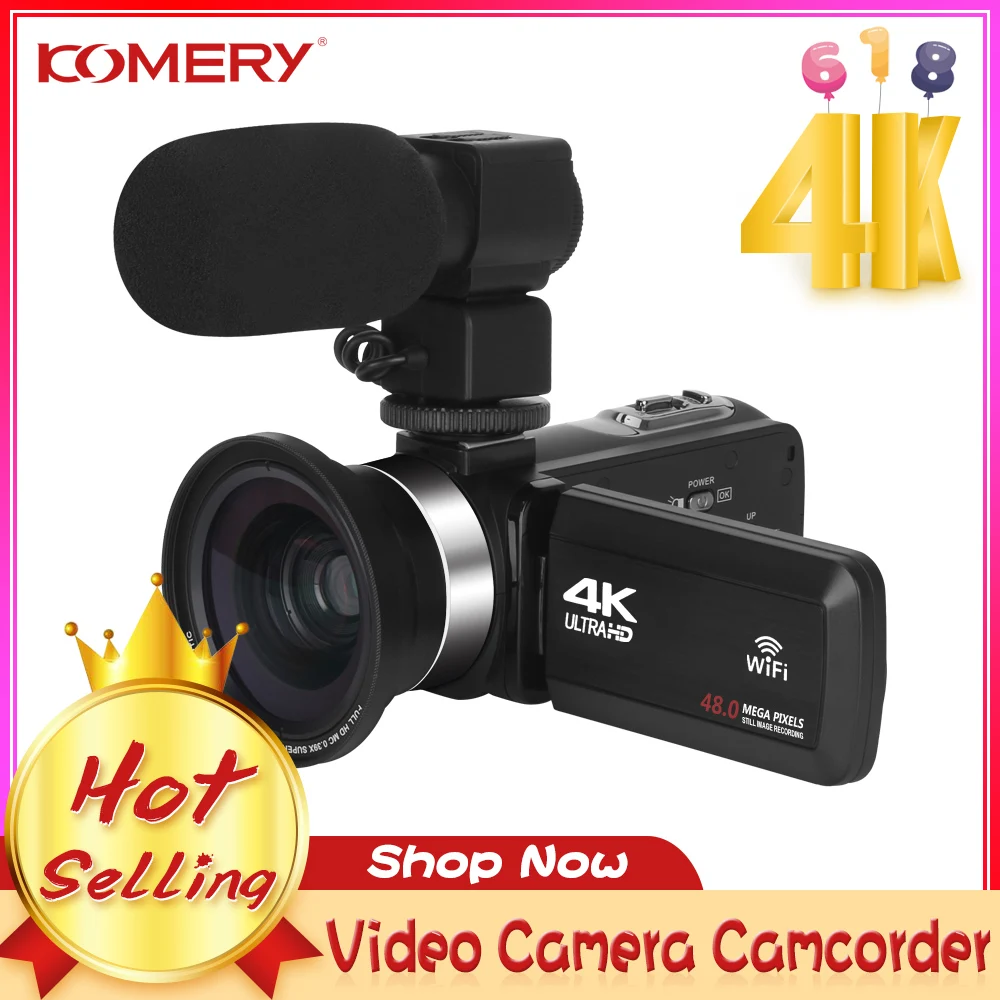 4K Video Camera Camcorder WiFi Handycam 48MP Built-in Fill Light Touch Screen Live Streaming for Youtube Vlogging camera | Электроника