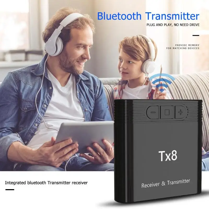 TX8 беспроводной Bluetooth 4,0 передатчик приемник аудио адаптер для наушников ПК обеспечивает память для парных устройств 42x42x13 мм