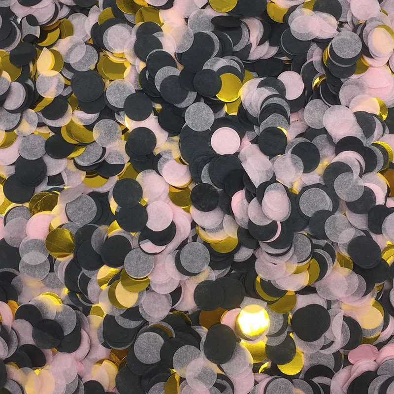 10 мешков смешанных цветов Push Pop конфетти Push Poppers Свадебные украшения 1 см бумажные конфетти металлик счастливый декор для вечеринки в честь Дня Рождения - Цвет: Pink black