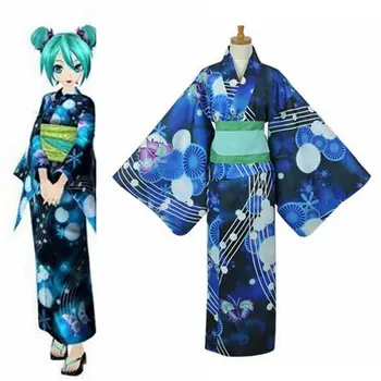 

High-Q Unisex Anime Cos Hatsune Miku Project Diva Vocaloid Family Diva MIKU Daily Kimono Bathrobe Cosplay Costumes Sets