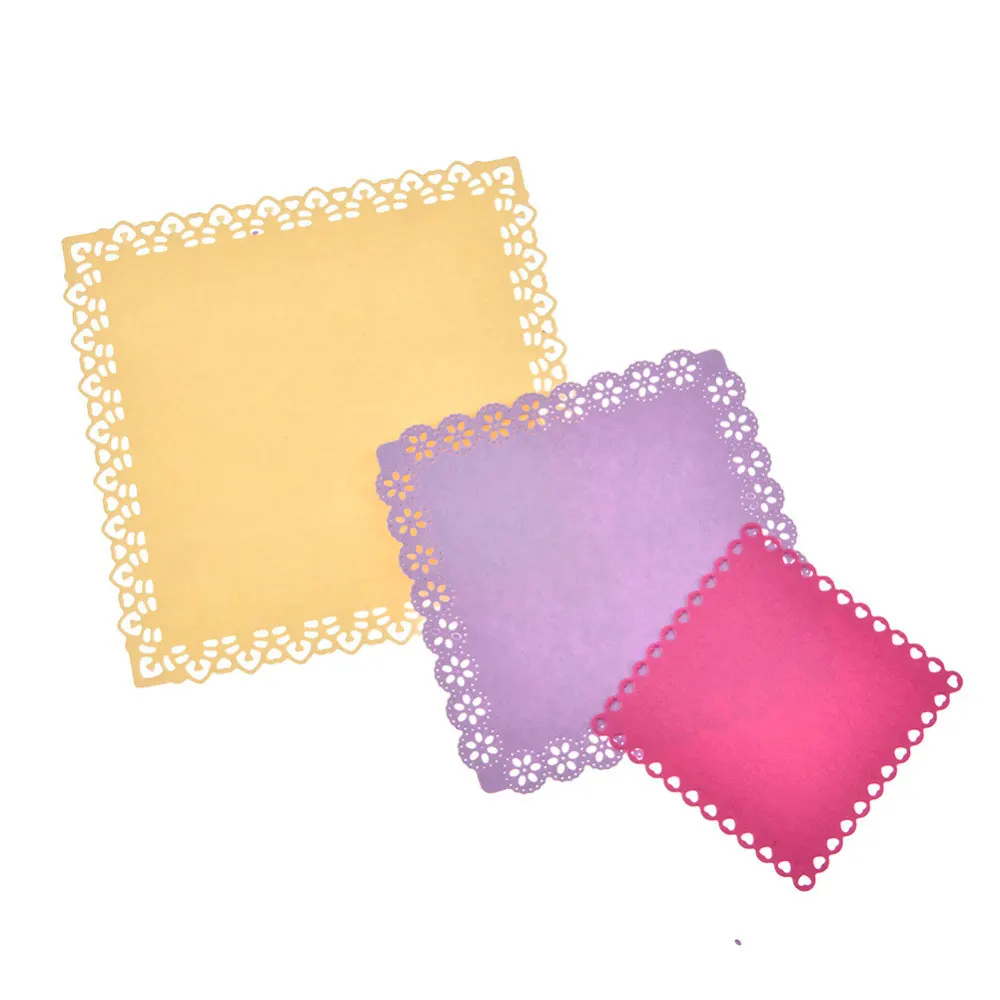 

3pcs Vintage Lace Square Frame Stitched Metal Cutting Dies DIY Scrapbooking Stamps Craft Cards Embossing Making Creative Stencil