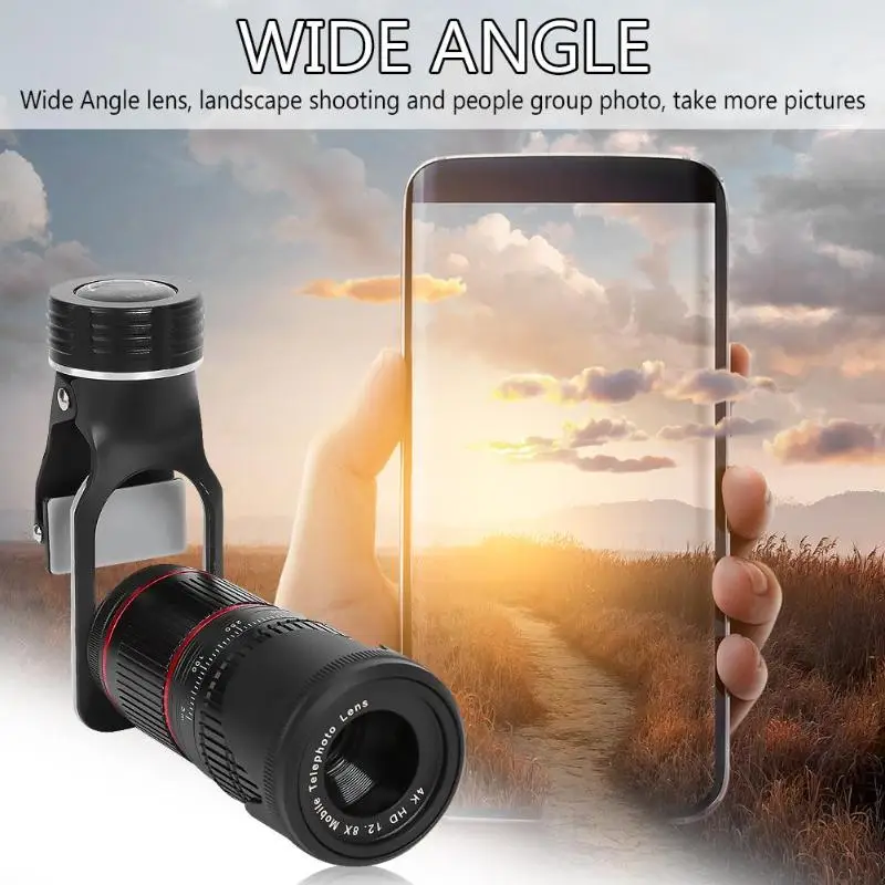 12.8X Camera Telescope Telephoto Wide Angle Macro Fisheye 4 in 1 Landscape Photographs of Characters Phone Lens Set | Мобильные