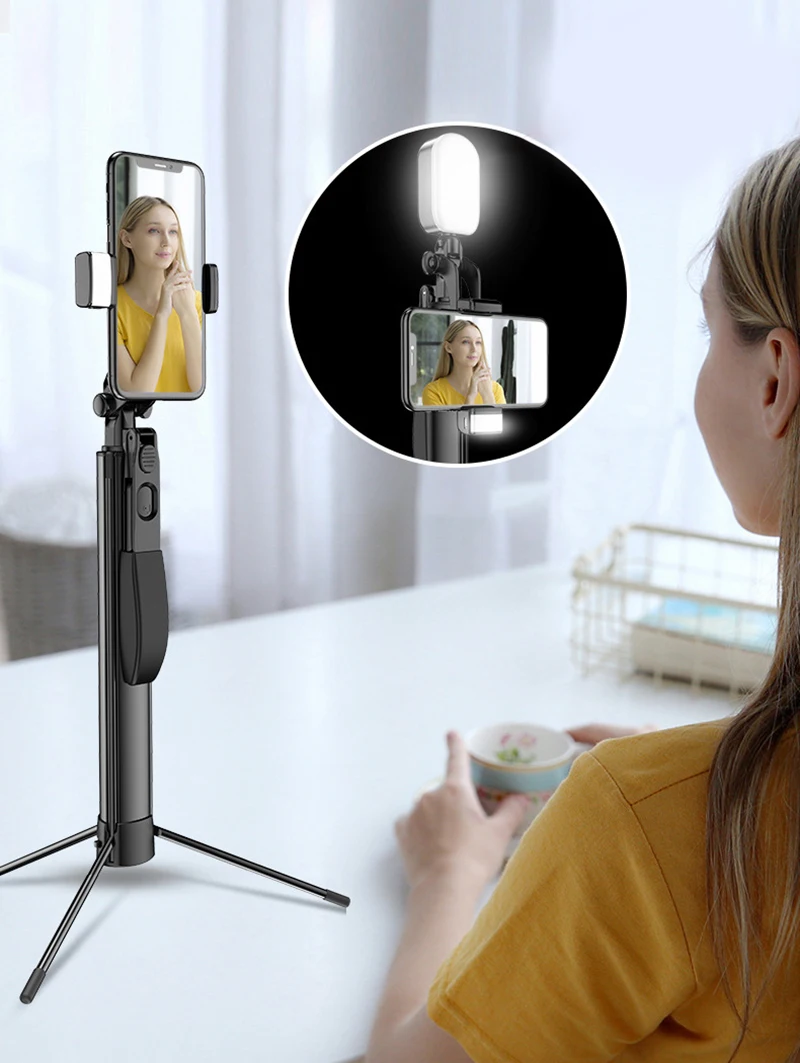 Видео стабилизатор селфи палка Штатив для iPhone Xiaomi huawei Gimbal Bluetooth штатив селфи палка заполняющий свет для мобильного телефона