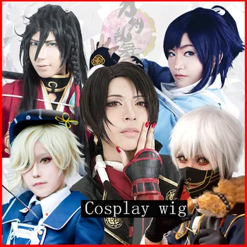 

LANLAN Kashuu Kiyomitsu Gokotai Nakigitsune Izuminokamikanesada Cosplay wig Black long straight High temperature fibe