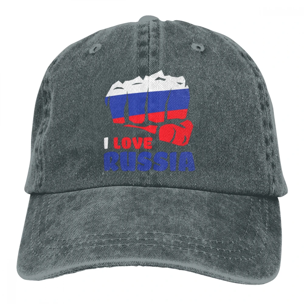 Я люблю Россию Casquette натуральный унисекс Мужские Женские джинсовые бейсболка с ремешком кепки Регулируемый Гольф папа шляпа