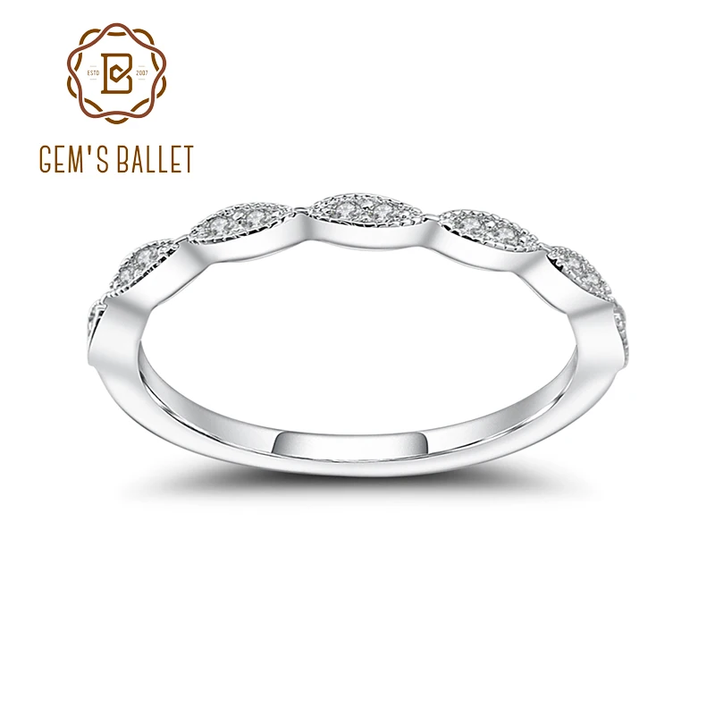 GEM'S BALLET Cadenza Moissanite кольцо 925 пробы Серебряное романтическое обручальное кольцо для женщин хорошее ювелирное изделие(0.08Ct 1,2 мм EF цвет
