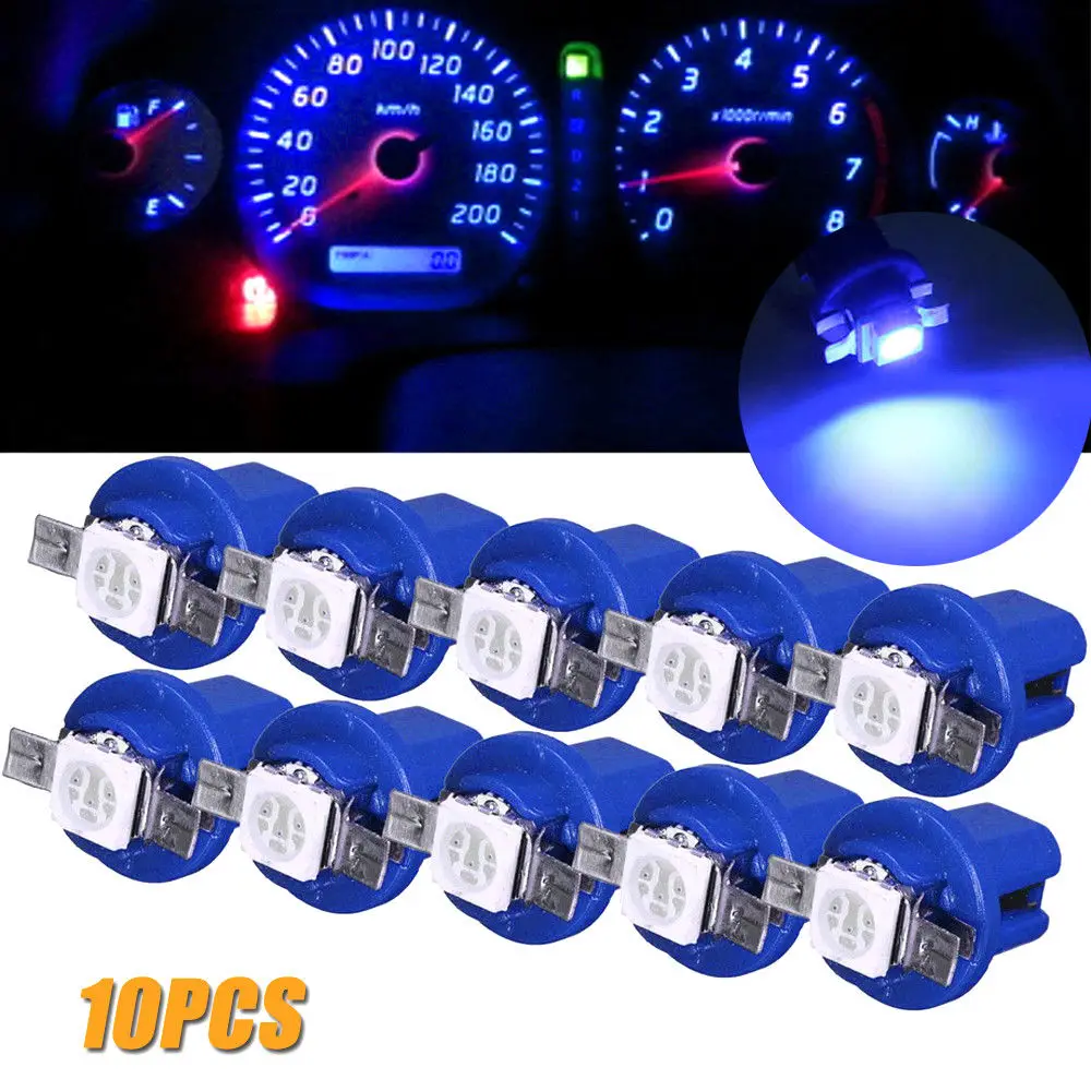 10pcs T5 B8.5D Car Gauge LED Dashboard Instrument Panel Light Bulb White 12V Kit 
