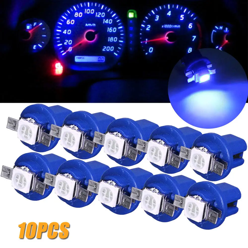 

10Pcs LED Light Car Gauge Speed Dash Bulb Dashboard instrument Light Wedge Interior Lamp B8.5D 509T B8.5 5050 Led 1 SMD T5 Lamp