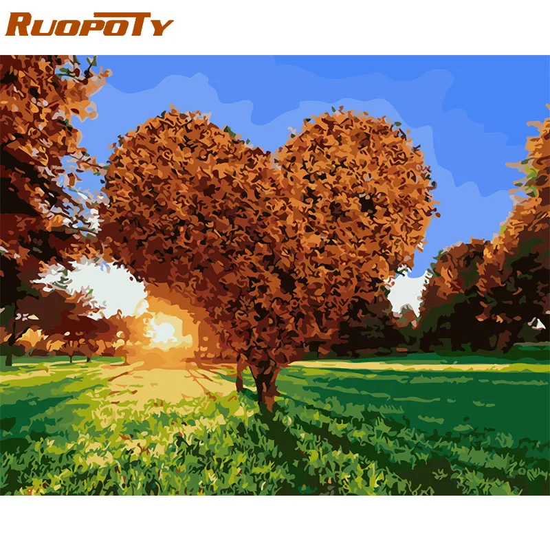Ruopoty Рамка Картина Diy картина по номерам Пейзаж Современная Настенная картина искусство украшение дома ручная роспись по номеру искусство - Цвет: 99294