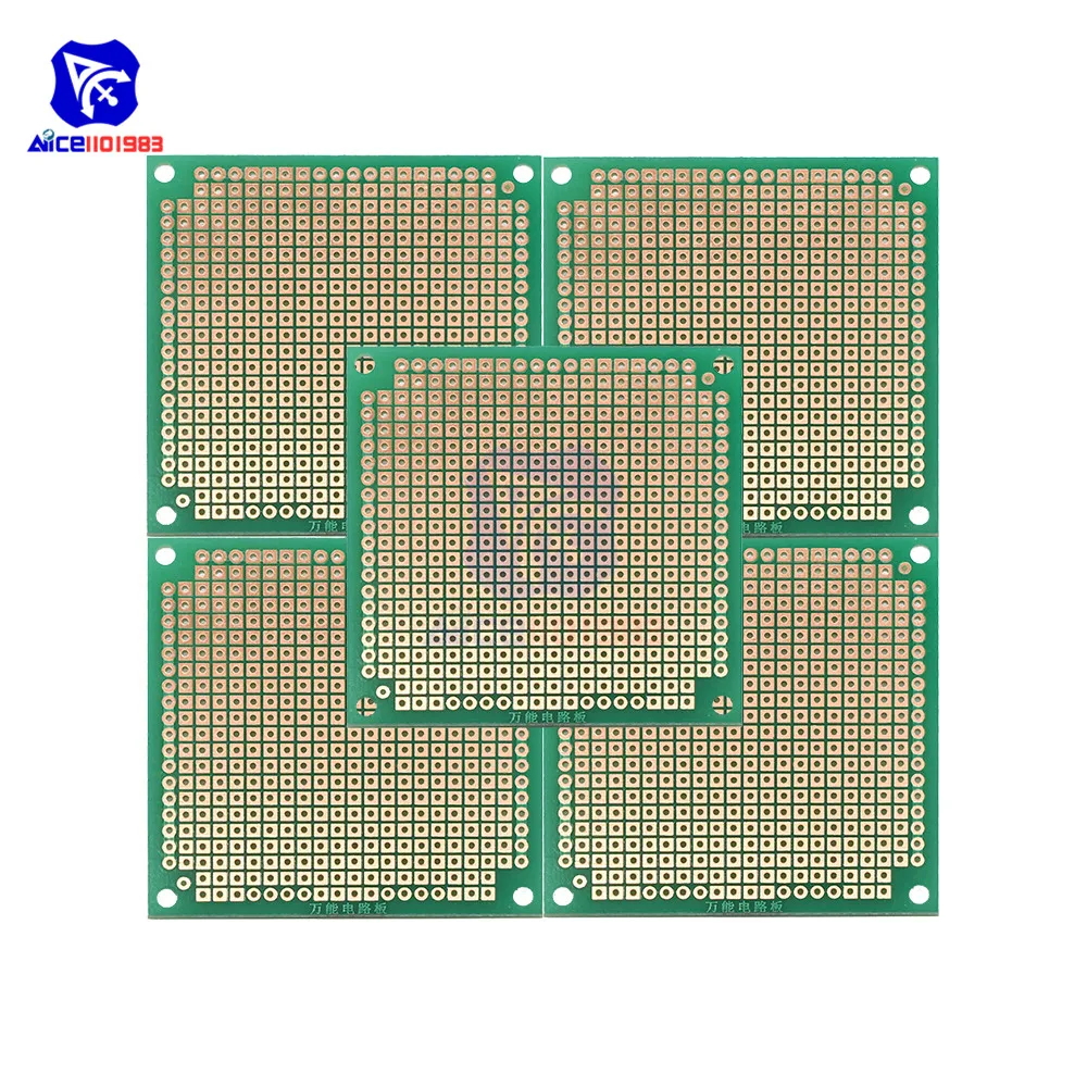 Diymore 5 개/몫 6x6cm 단면 프로토 타입 범용 인쇄 회로 보드 DIY 납땜 녹색 PCB 보드 Arduino 용|단측 ...