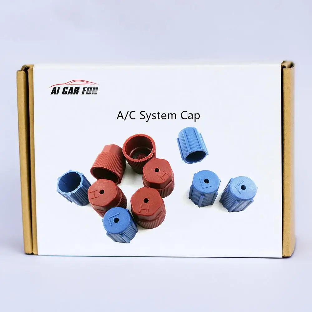 10Pcs Car A/C System Charging Port Service CapR134a High Low Side ValveAdapter Dust CapRed Blue Car Air Conditioning