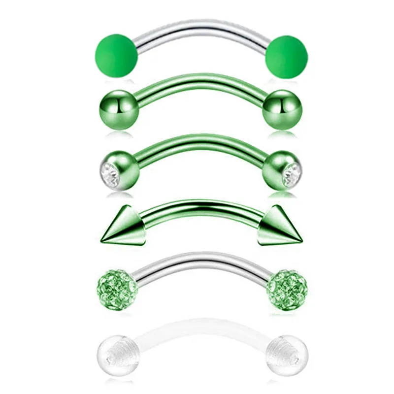 6PCS Stainless Steel Crystal Eyebrow Piercing Set 16G CZ Curved Barbell Helix Daith Piercing Lot Tongue Snake Eyes Bulk piercing jewelry body piercing earrings ear piercing jewelry metal jewelry body piercing jewelry body jewelry