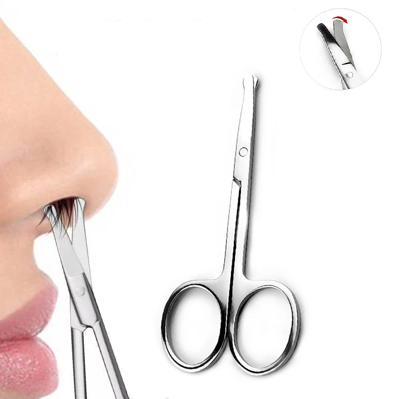 Mini Stainless Steel Portable Curved Mustache Eyebrow Nose Ear Hair Remover Scissor Trimmer Safety Tips Nail Cuticle Cutter | Красота и