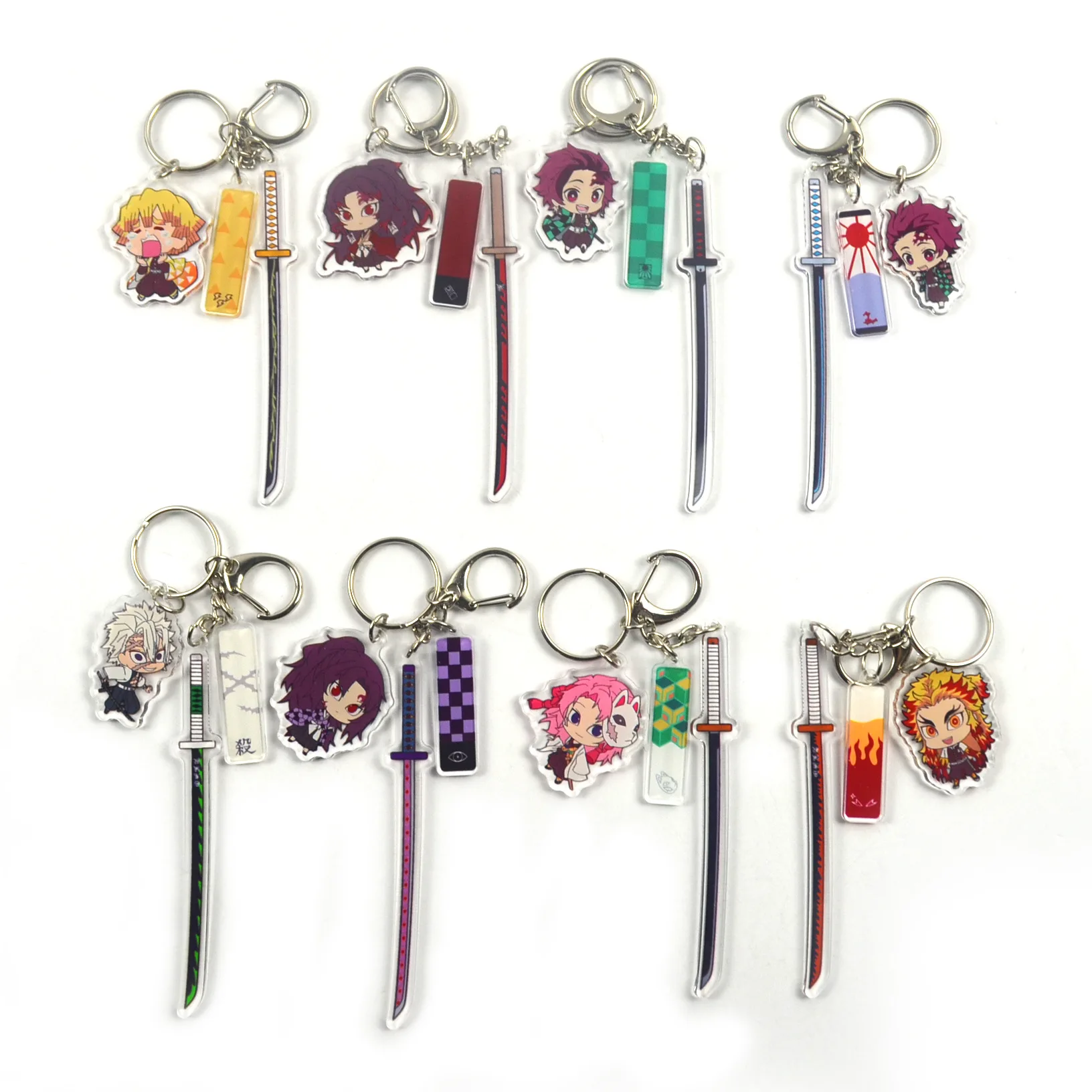 Cartoon Anime Demon Slayer Blade Cosplay Kamado Tanjirou Nezuko Prop Accessory Keychain Acrylic Key Chain Sword Keyring | Игрушки и