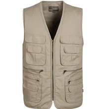 Чистый хлопок мульти-карманы среднего возраста мужской жилет весна осень зима мужская одежда Рыбалка фотография жилет