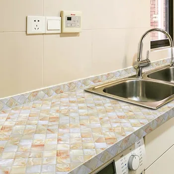 

5m*10cm PVC Marble Self adhesive Wallpaper Kitchen Bathroom Wall Sticker Sink Furniture Waterproof Stickers Home Decor