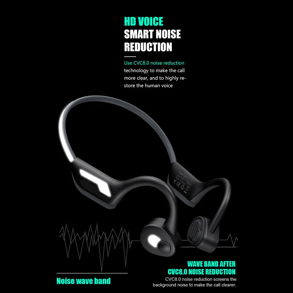 J31 Blueteeth 5.0 Headphones Bones Conduction Headsets Wireless Waterproof Sports Earphones Hifi Headset for Mobile Phones