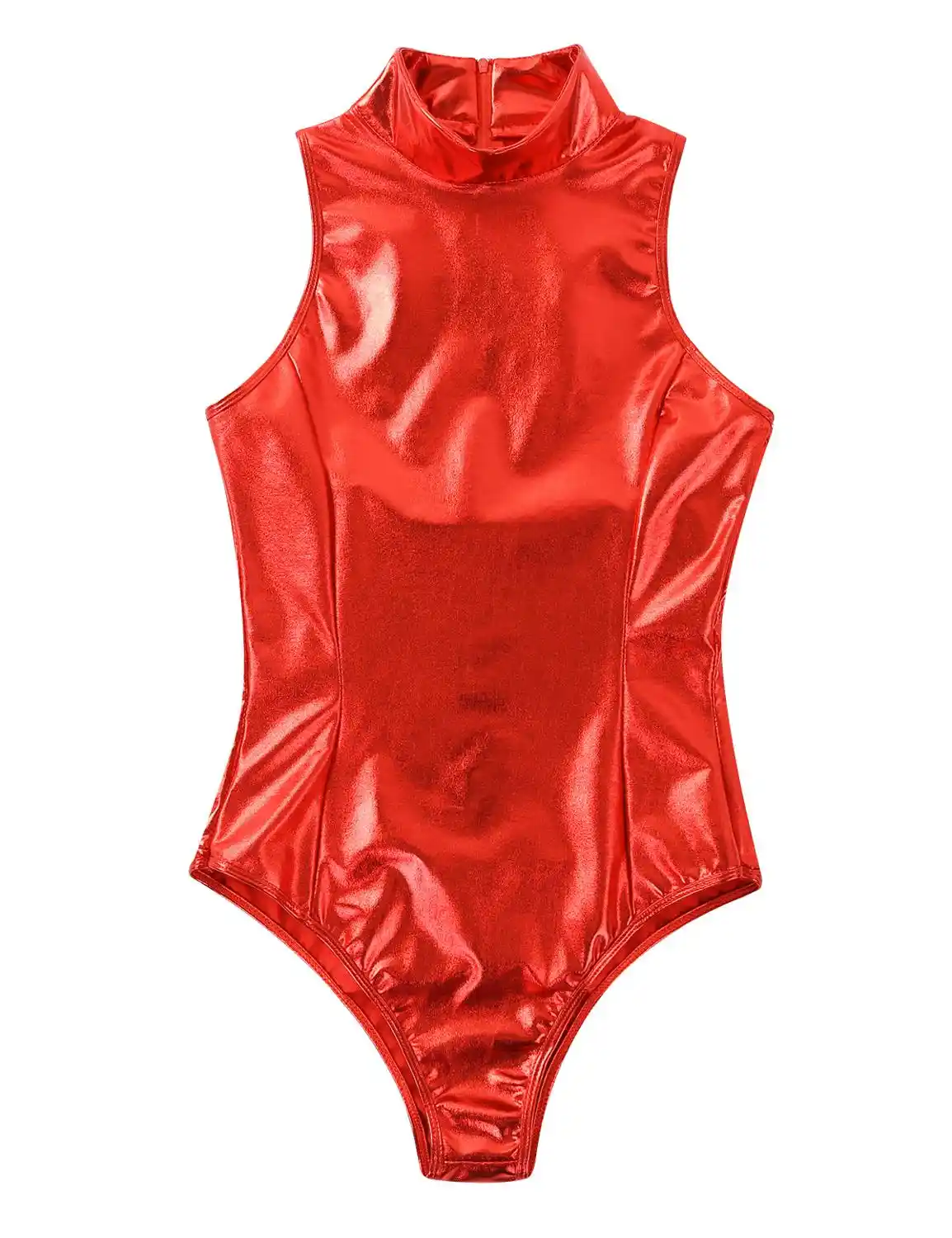 Women S Swimsuit Leotard Latex Bodysuit Shiny Metallic Lingerie Mock