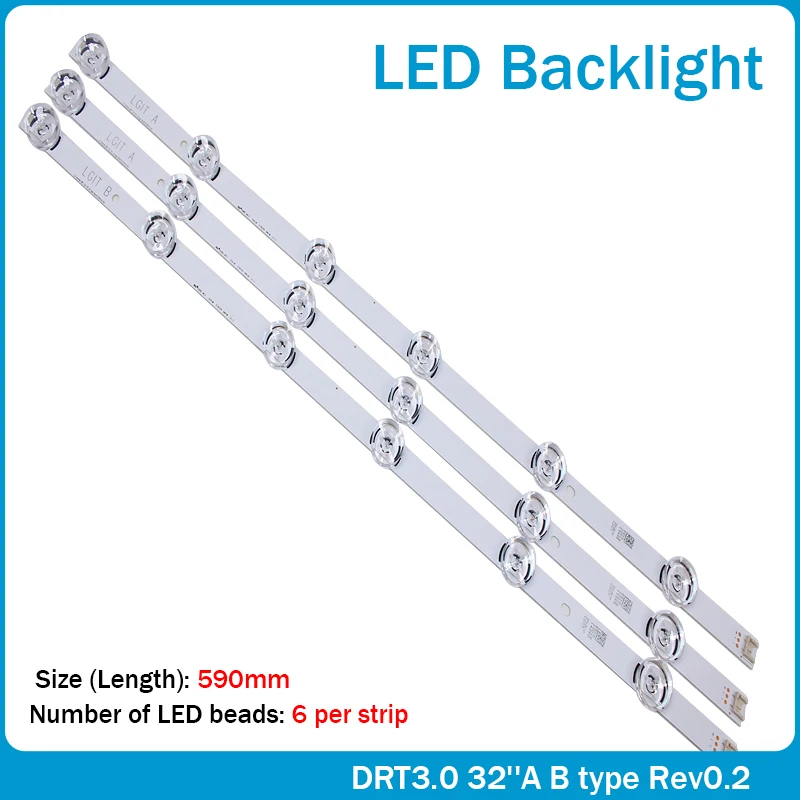 Backlight para lg _ a – Innotek 32 b 6916l-1974a 1975a 32mb25vq Lv320due 32lf5800 Sung Wei 55vo E74739 59cm 6 Lâmpadas 3x Led Drt 3.0