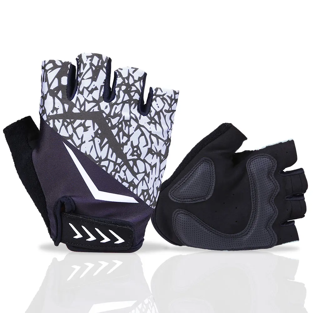black white Перчатки для тренажерного зала, Перчатки для фитнеса, отражающие съемные велосипедные перчатки, перчатки halfl fingers, Осенние перчатки для езды на велосипеде для взрослых - Цвет: black white