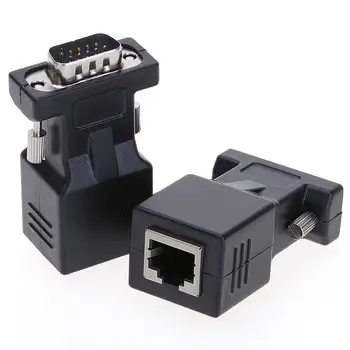 

HGA66 Cat5/Cat6/RJ45 VGA Extender Adapter, VGA 15 Pin Male to RJ45 Female Network Cable Connector 2Pack