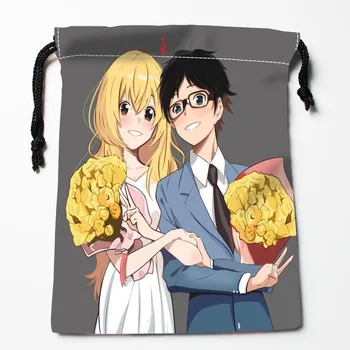 

New Your Lie in April Anime Drawstring Bags Dust-Proof Fashion Print Storage Bags Boys Girls Birthday Gift Bag Size 18X22cm