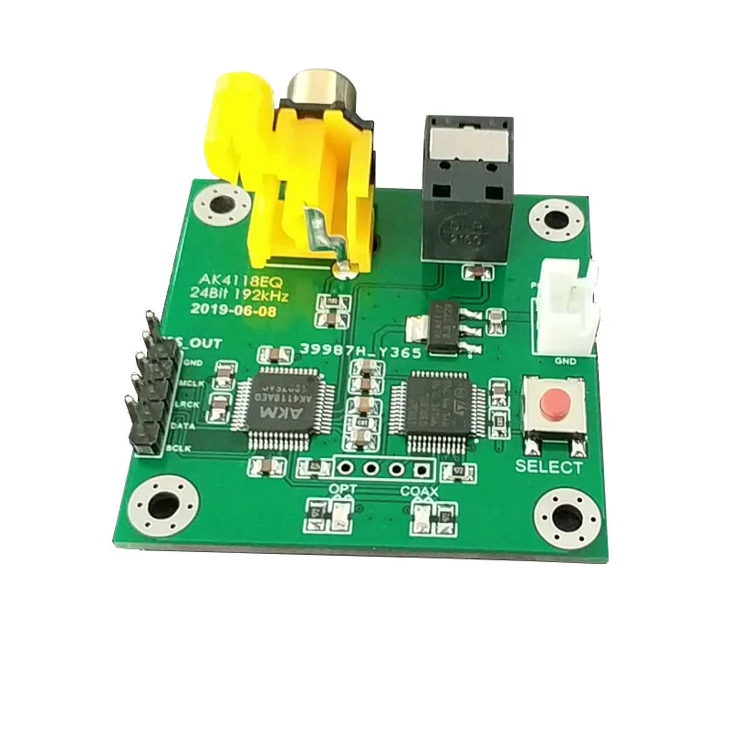

New soft control AK4118AEQ receiver board coaxial fiber to I2S output 24Bit192kHz