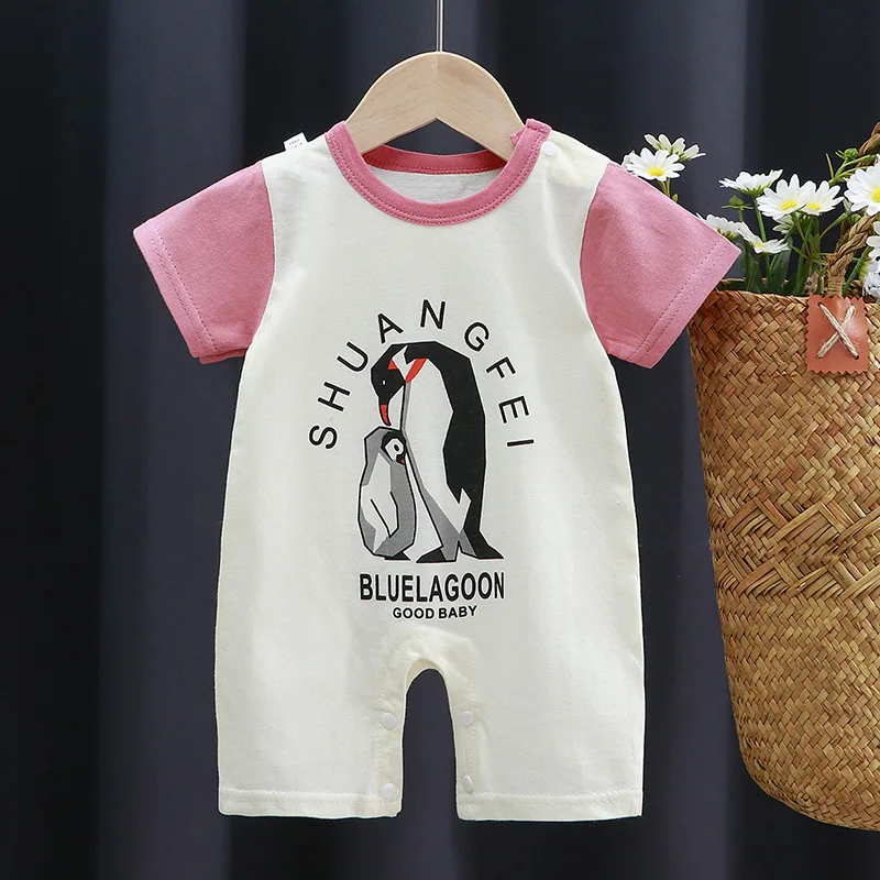 Summer Cartoon Baby Rompers Boys Girls Jumpsuits Newborn Short Sleeve Cotton Thin Baby Climbing Clothes Infant Costumes Pajamas coloured baby bodysuits Baby Rompers