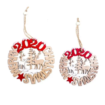 

Creative 2PCS 2020 Merry Christmas Wood Hollow Hanging Decorative Letters Meeting 2020