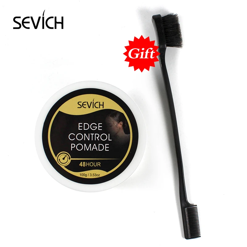 Edge Control Pomade Sevich помада для волос, натуральный воск для создания причесок для женщин, контроль за краями, крем для волос, гель для восстановления сломанных волос, 100 г, расческа - Цвет: Edge Control Pomade