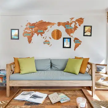 

1 Set Creative Adorable Premium Morden Decorative Clock World Map Clock Wall Clock Decoration Wall Art Clock