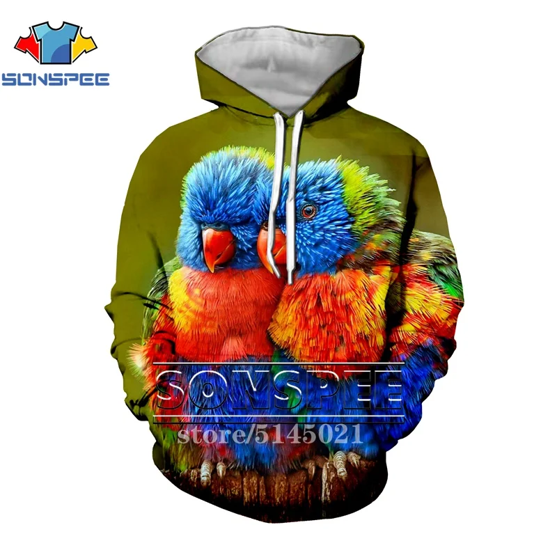 SONSPEE New 3D Print Fashion Men Women Sweatshirt Animal Parrot hoodie Hip Hop leisure Harajuku Pullover streetwear S2102