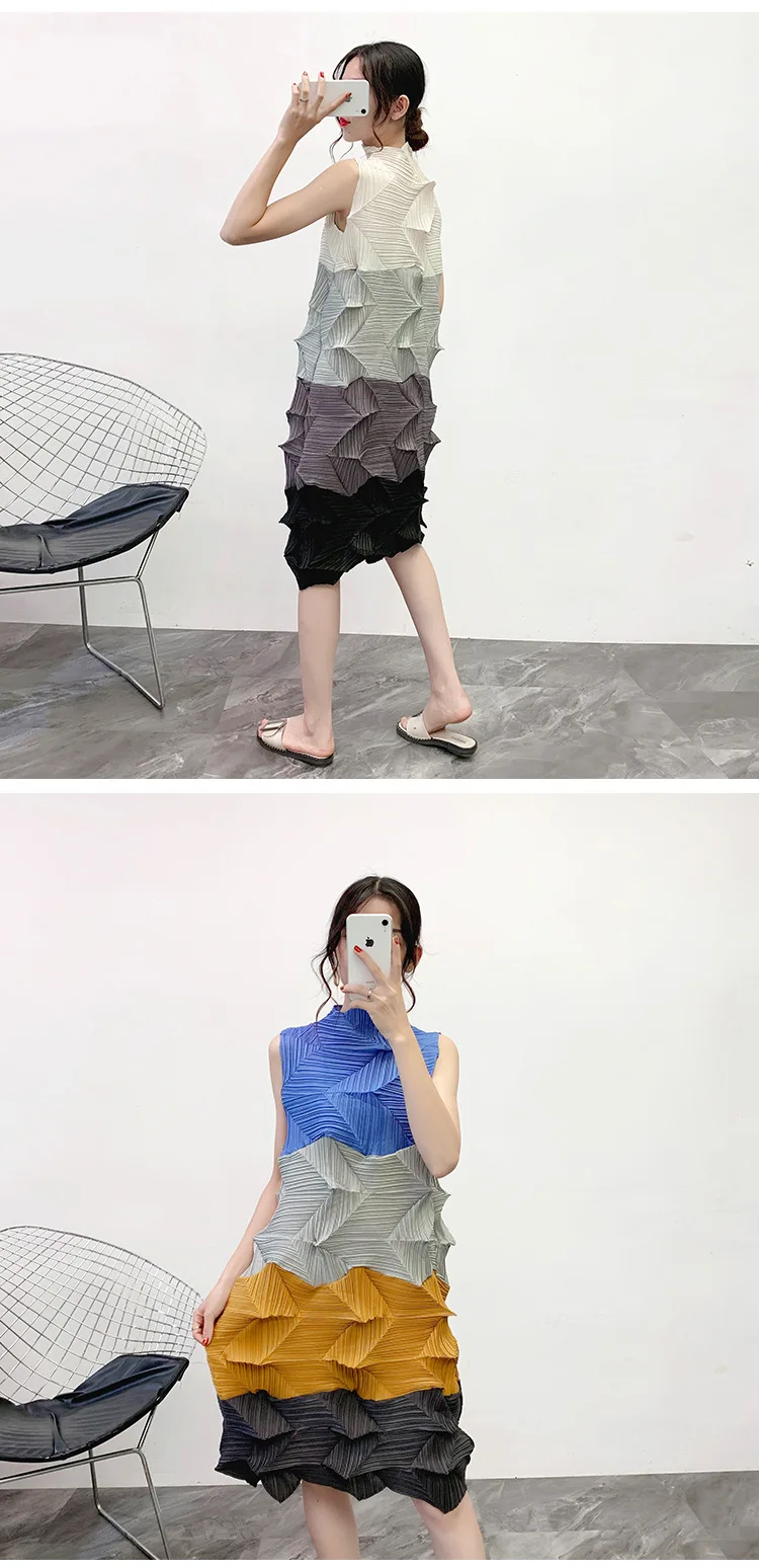 Miyake складное и плиссированное платье осень-зима новые плиссированные платья с низом благородный темперамент