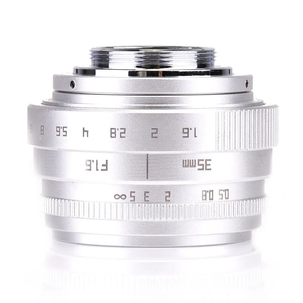 Серебряный Мини 35 мм f/1,6 APS-C cctv объектив+ переходное кольцо+ 2 макрокольцо для NEX FX M4/3 NIKON1 EOSM беззеркальная камера