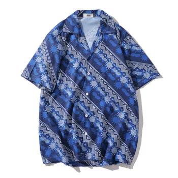 

#3843 Casual Beach Shirts For Men Designs Lapel Collar Summer Tops 3d Printed Retro Hawaiian Shirt Man Vintage Dress Shirt
