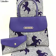 Красивая Белая лошадь настоящая Обычная настоящая мягкая новая восковая ткань с 2ps Женская сумочка набор. Африканская парафинированная Тка...(China)