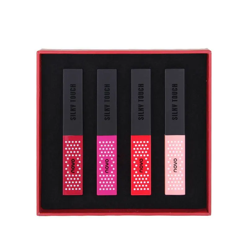 4 шт./компл., Макияж для губ, помада блеск для губ, длительное увлажнение помады в виде красных губ, матовая губная помада, Водонепроницаемый