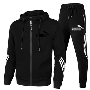 

2020 Autumn Hot Men Sets 2 Piece Hooded zipper Jacket Track Suit Pants Casual Tracksuit Men Sportswear Set Brand Men Clothing