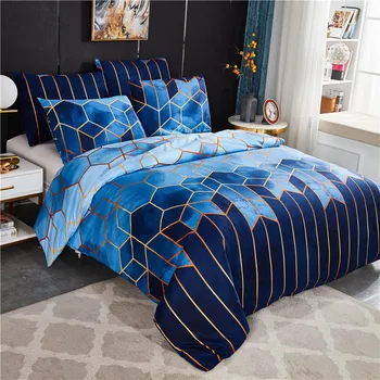

Geometric Comforter Bedding Set Marble Gilded Lines Duvet Cover Sets Pillowcase Single Queen King Size Bed Linen