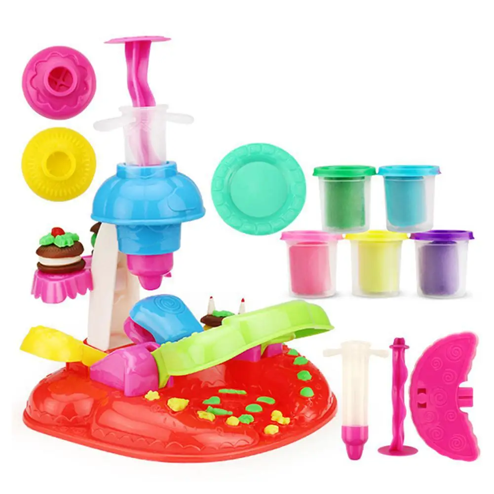 Children Plasticine Mold Set Ultra-light Clay Color Handmade Mud DIY Educational Toys for Kids - Цвет: Cake machine