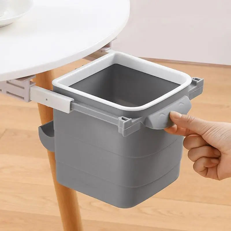 Kitchen Retractable Hidden Waste Bin Under Table Hanging Garbage Trash