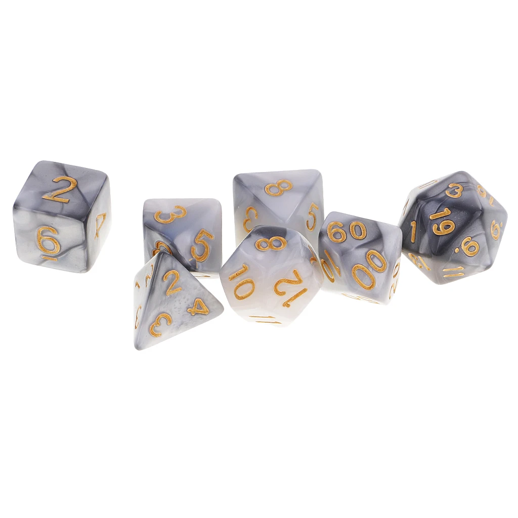 7 Pieces Dice Set D20 D12 D10 D8 D6 D4 for DND RPG Board Game Board Game Dice Party Gambling Dices Game Digital Dices