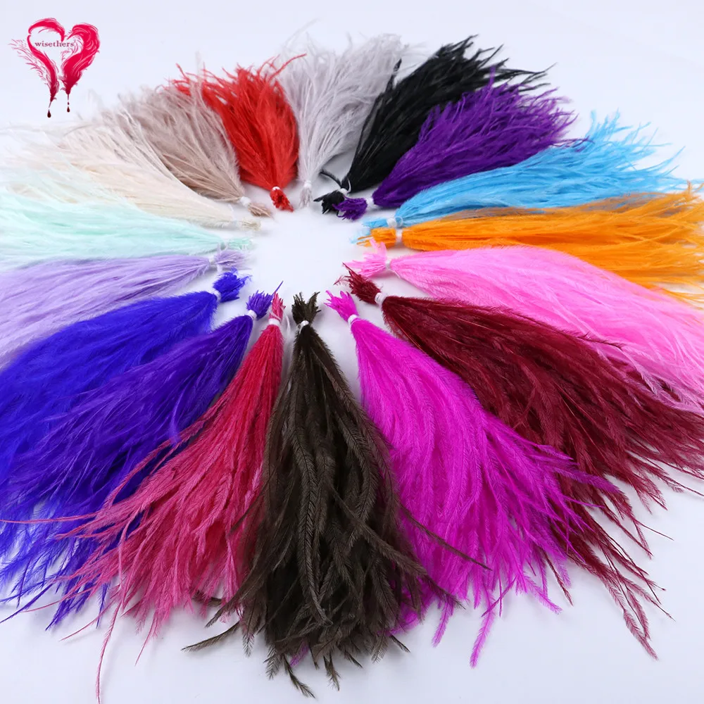 1Bundle Dyeing Ostrich Feathers Tassel Silk Dress Clothes Sewing
