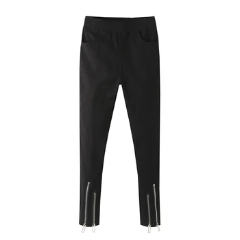 

Fashion Trousers Women'S Skinny Feet Trousers Solid Color Fashion Zip Women'S Black High Waist Trousers Large size