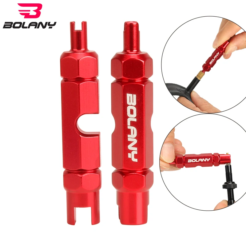 BOLANY Bicycle Tire Nozzle Wrench Multifunctional Valve Core Tool Double-head Portable Removal Disassembly Spanner Bike Repair bicycle valve core remover bicycle valve tool