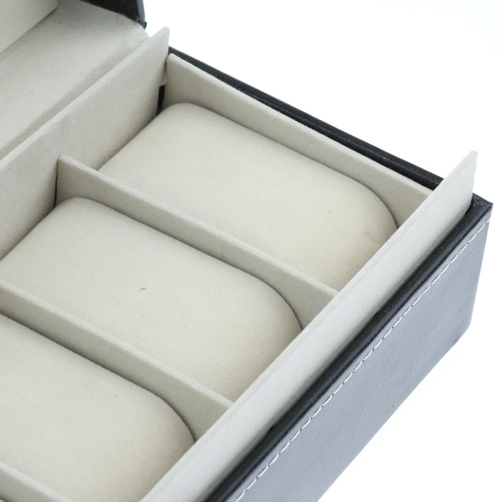 Stylish 6 Slot PU Leather Watch Box Display Case Jewelry Organizer Home Decor